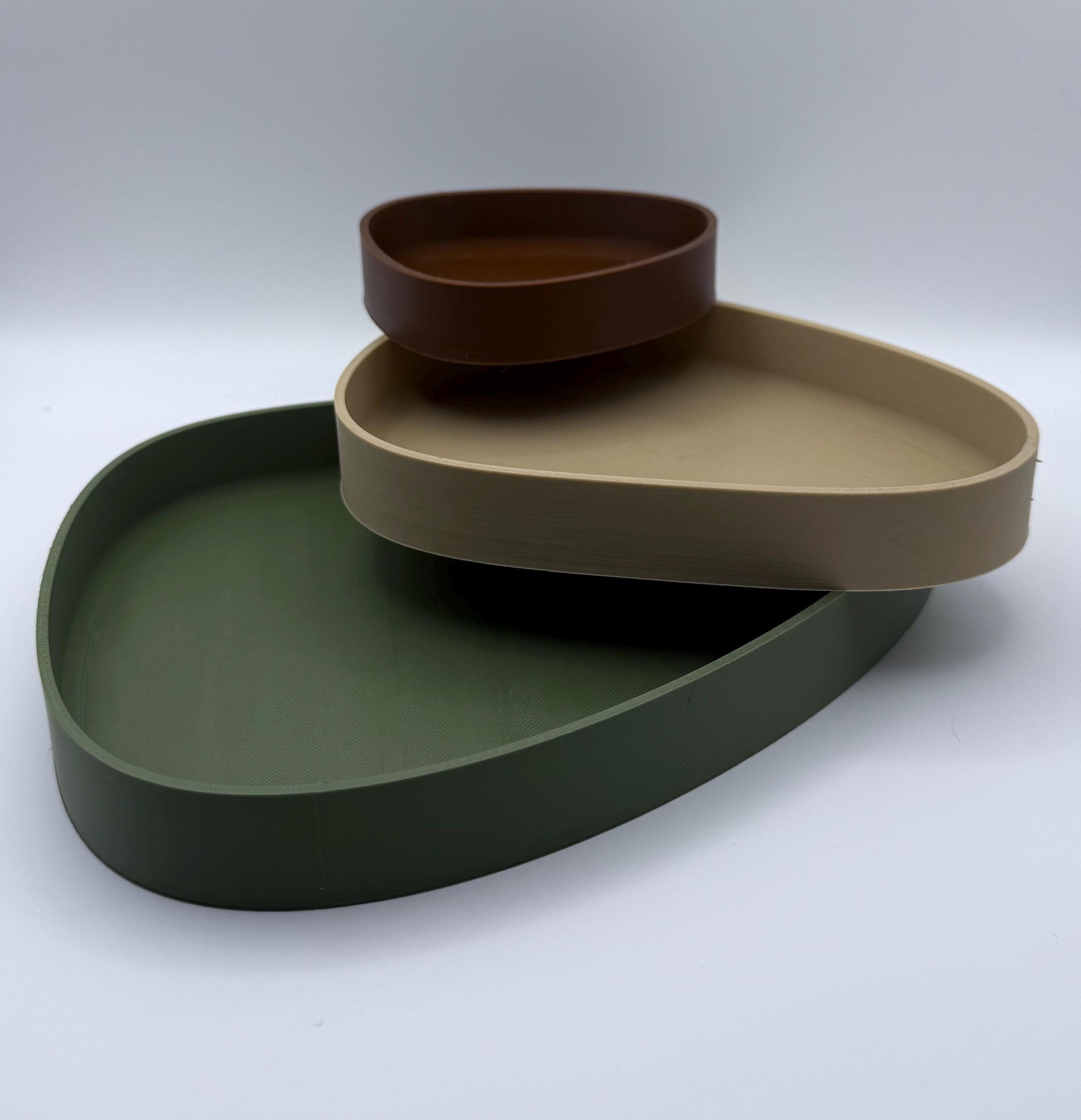 Curved Triangle, Trays, Set of 3, 3D Printed