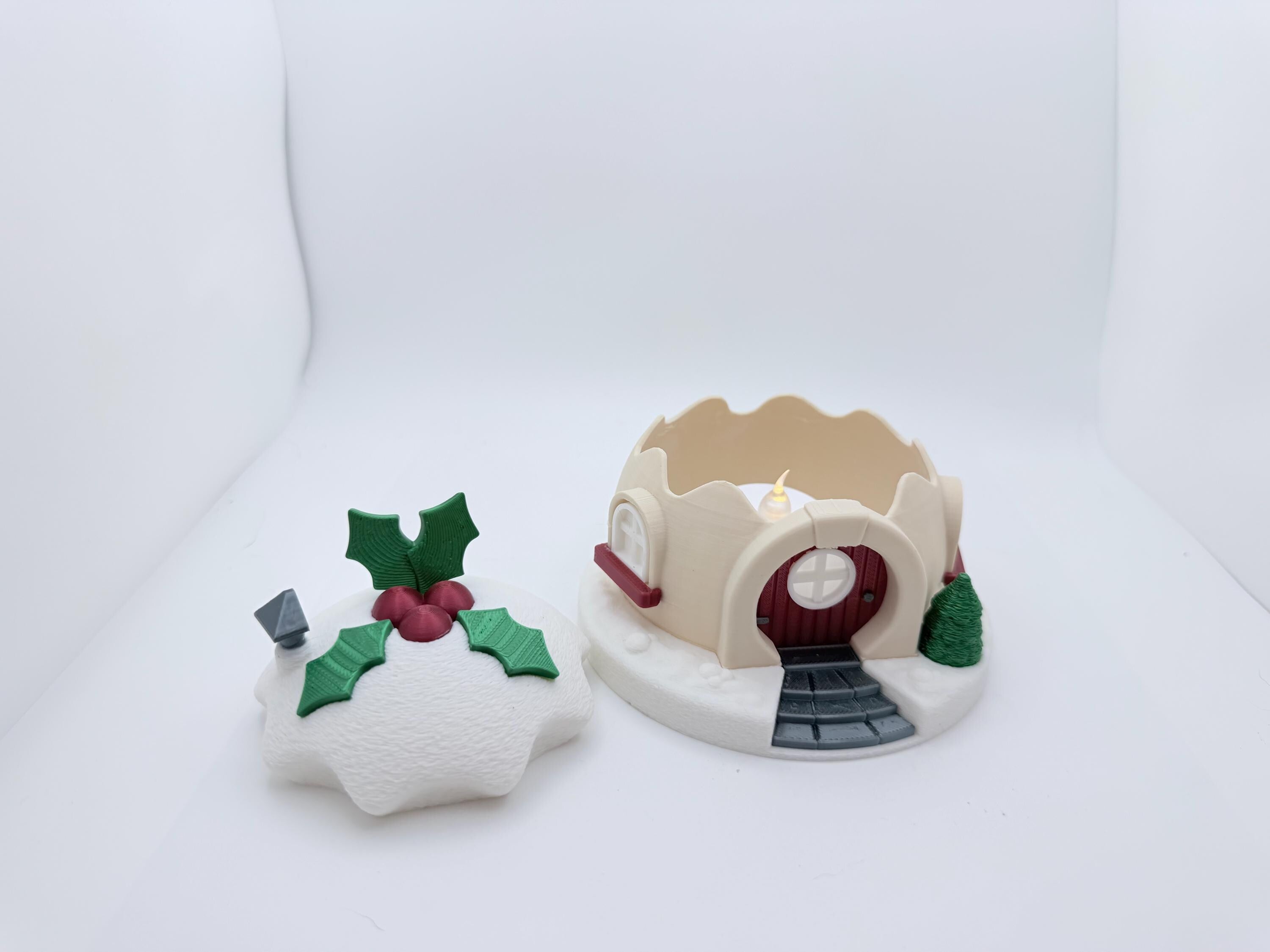 Christmas Pudding Tealight House