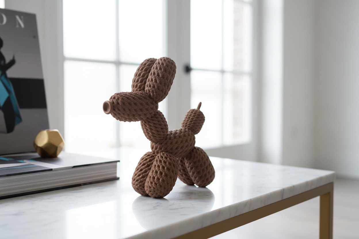 Balloon Dog, Knitted Style, Statue, Decoration, 3D Printed
