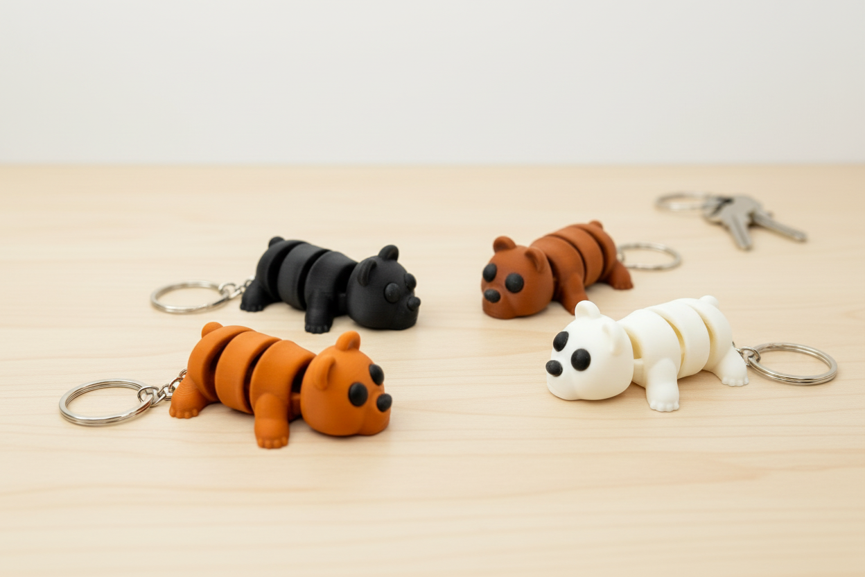 Bear Articulated Keyring in professional setting