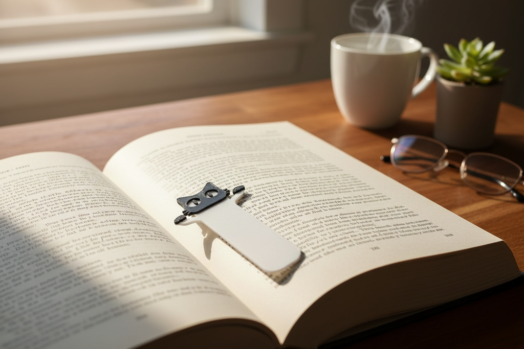 Cat, Bookmark, Book, Mark