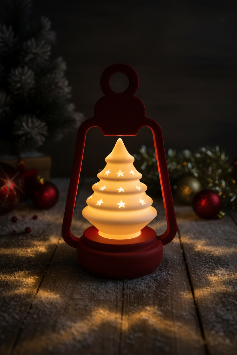Christmas Lantern glowing with tealight