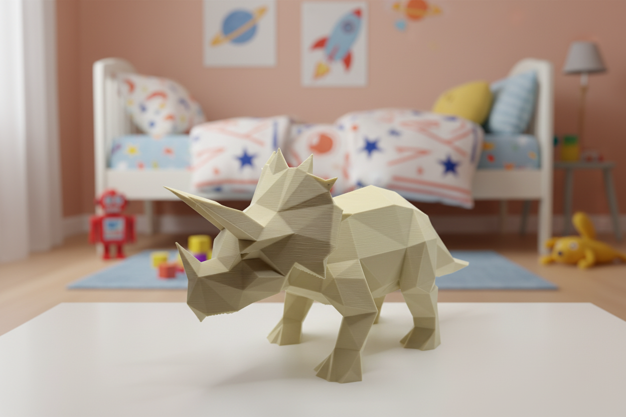 Geometric Triceratops Dinosaur in child's bedroom