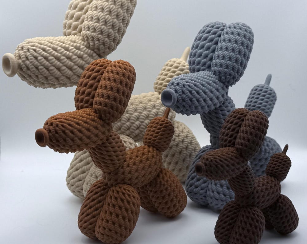 Balloon Dog, Knitted Style, Statue, Decoration, 3D Printed