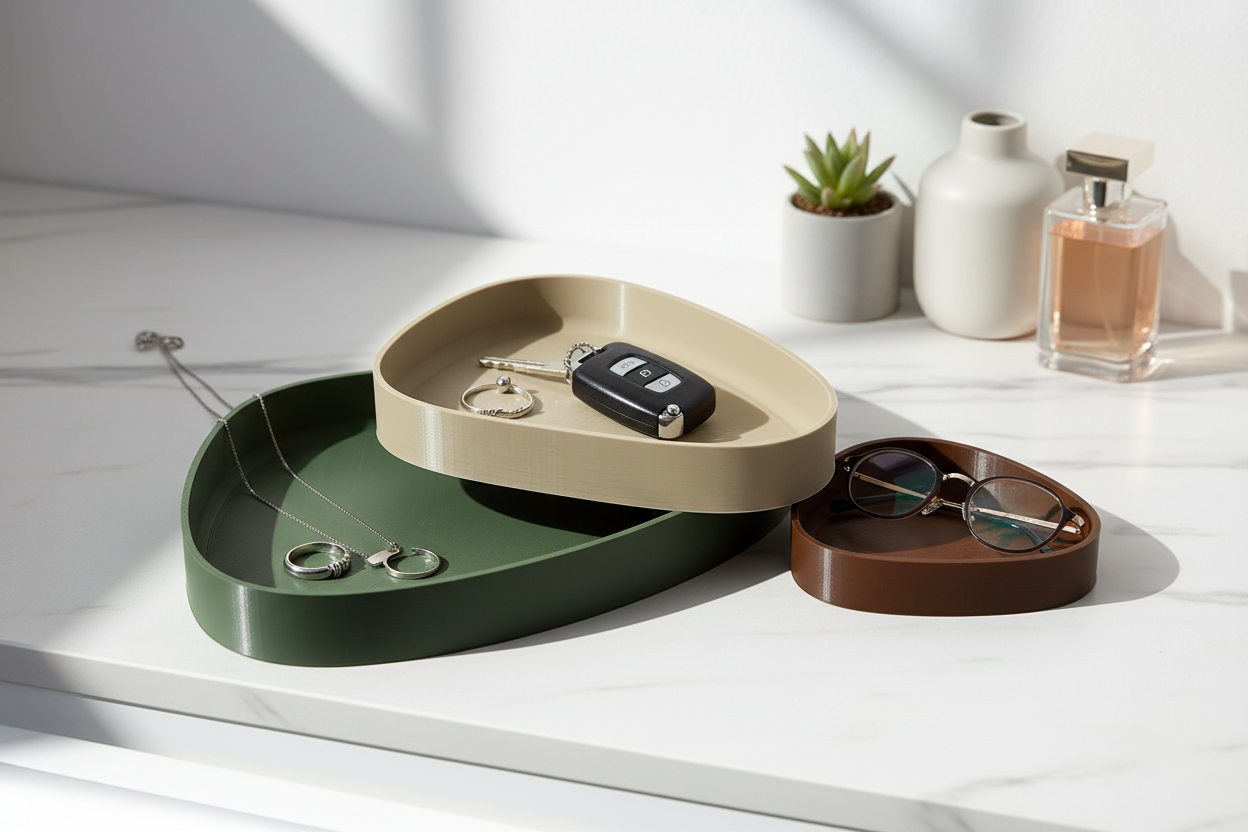 Curved Triangle, Trays, Set of 3, 3D Printed